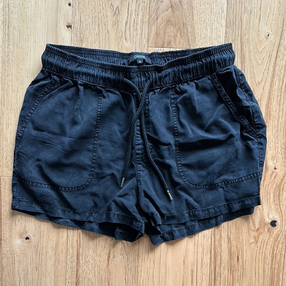 Quince Black Drawstring Shorts